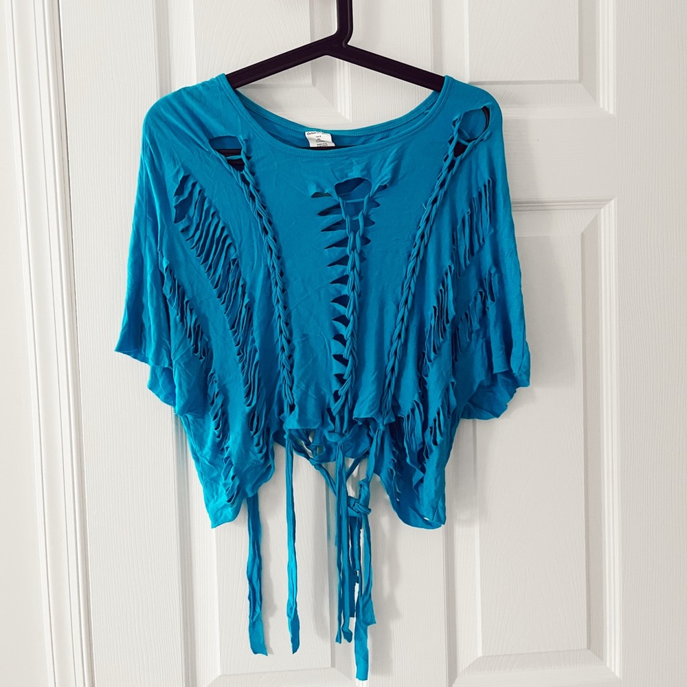 blue distressed top — hip hop dance costume